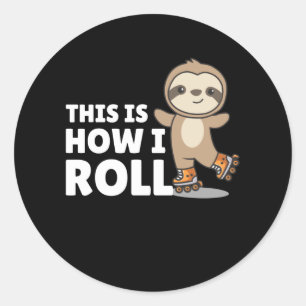 Schaatsen met de Slote Roller Funny Animals Roller Ronde Sticker