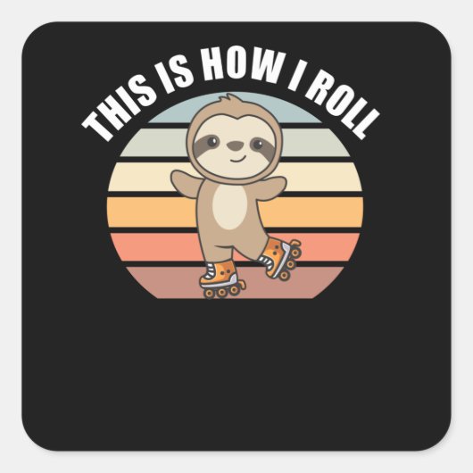 Schaatsen met de Slote Roller Funny Animals Roller Vierkante Sticker (Voorkant)