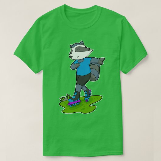 Schaatsen met inline schaatsen van racoon t-shirt (Design voorkant)