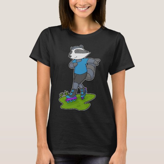 Schaatsen met inline schaatsen van racoon t-shirt (Voorkant)