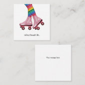 Schaatsen met regenboogsokken notitiekaartje (Voorkant / Achterkant)