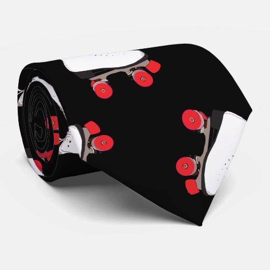 Schaatsen met witte rol stropdas (Opgerold)