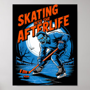 Schaatsen naar het hiernamaals grappige hockey zom poster