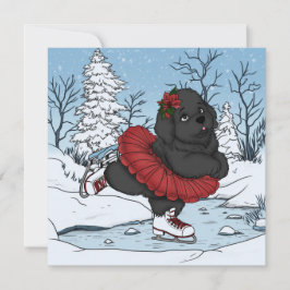 Schaatsen Newfoundland Puppy Winter Wonderland Feestdagenkaart