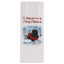 Schaatsen Newfoundland Puppy Winter Wonderland Wijn Cadeautas