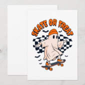 Schaatsen of snoep geest Halloween Kaart (Voorkant / Achterkant)