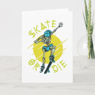 Schaatsen of sterven Skelet Skateboarder Kaart