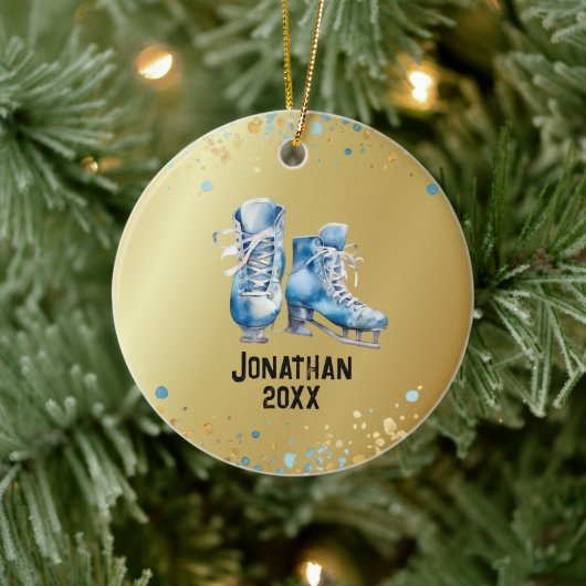 Schaatsen Ornament, Ice-Hockey Christmas Keramisch Ornament (Boom)