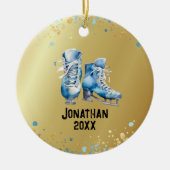 Schaatsen Ornament, Ice-Hockey Christmas Keramisch Ornament (Voorkant)