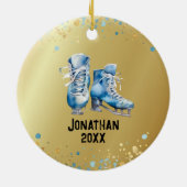 Schaatsen Ornament, Ice-Hockey Christmas Keramisch Ornament (Achterkant)