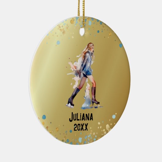 Schaatsen Ornament, Ice Hockey Meisjes Kerst Keramisch Ornament (Rechts)