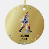 Schaatsen Ornament, Ice Hockey Meisjes Kerst Keramisch Ornament (Voorkant)