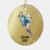 Schaatsen Ornament, Ice Hockey Meisjes Kerst Keramisch Ornament (Links)