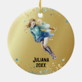 Schaatsen Ornament, Ice Hockey Meisjes Kerst Keramisch Ornament (Achterkant)