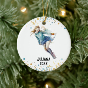 Schaatsen Ornament, Ice Hockey Meisjes Kerst Keramisch Ornament