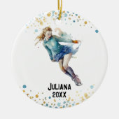 Schaatsen Ornament, Ice Hockey Meisjes Kerst Keramisch Ornament (Voorkant)