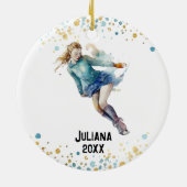 Schaatsen Ornament, Ice Hockey Meisjes Kerst Keramisch Ornament (Achterkant)