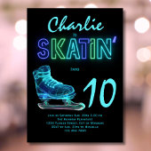 Schaatsen Party Jongens Neon Glow Verjaardag Kaart