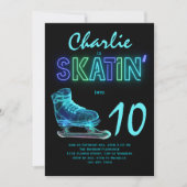 Schaatsen Party Jongens Neon Glow Verjaardag Kaart (Voorkant)
