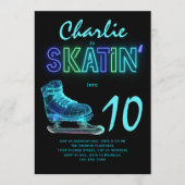 Schaatsen Party Jongens Neon Glow Verjaardag Kaart (Voorkant)