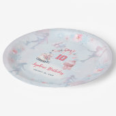 Schaatsen Party Roze Blauw Winter Meisje Verjaarda Papieren Bordje (Gekanteld)