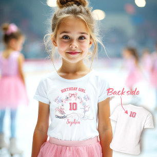 Schaatsen Party Roze Blauw Winter Meisje Verjaarda T-shirt