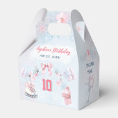 Schaatsen Party Roze Sneeuw Winter Meisje Verjaard Bedankdoosjes (Voorkant Zijde)