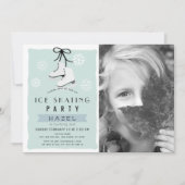 Schaatsen Party Winter Blue Retro Verjaardag Kaart (Voorkant)