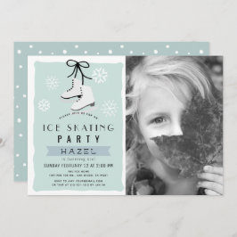 Schaatsen Party Winter Blue Retro Verjaardag Kaart