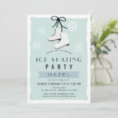 Schaatsen Party Winter Blue Retro Verjaardag Kaart (Staand voorkant)