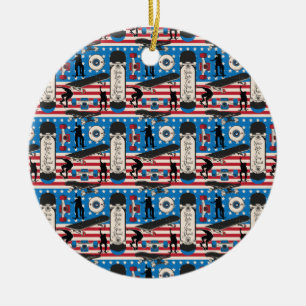 Schaatsen patriottische USA-schaatser Keramisch Ornament