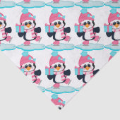 Schaatsen Penguin Kerstpapier Tissuepapier (Detail)