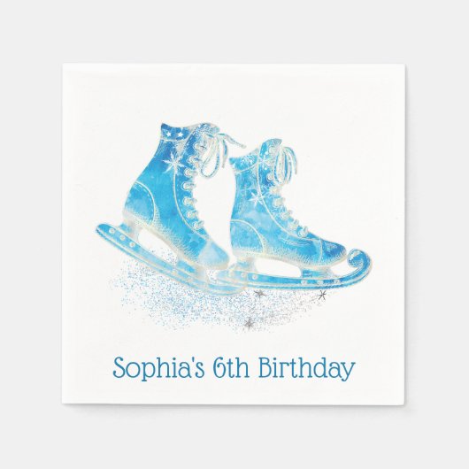 Schaatsen personaliseert glitter servet (Voorkant)