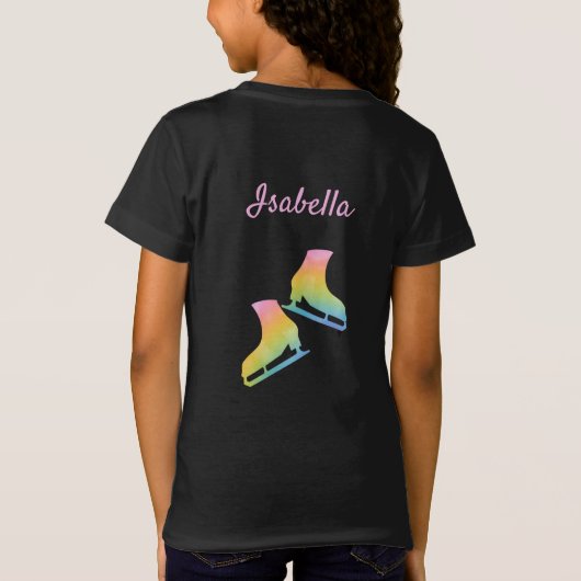 Schaatsen regenboogroze t-shirt (Achterkant)