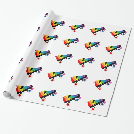 schaatsen regenboogstrepen voor rollen cadeaupapier (Uitgerold)