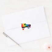 schaatsen regenboogstrepen voor rollen ronde sticker (Envelop)