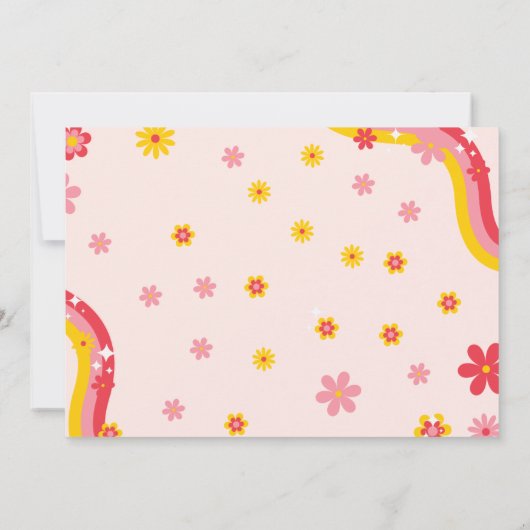 Schaatsen Retro groovy Verjaardag laten we rollen Aankondiging (Achterkant)