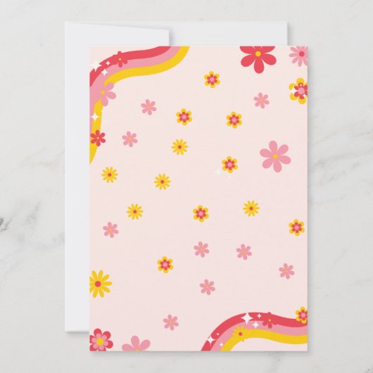 Schaatsen Retro groovy Verjaardag laten we rollen Aankondiging (Achterkant)