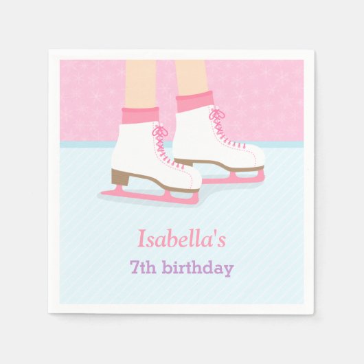 Schaatsen Rink Meisjes Verjaardag Party Supplies Servetten (Voorkant)