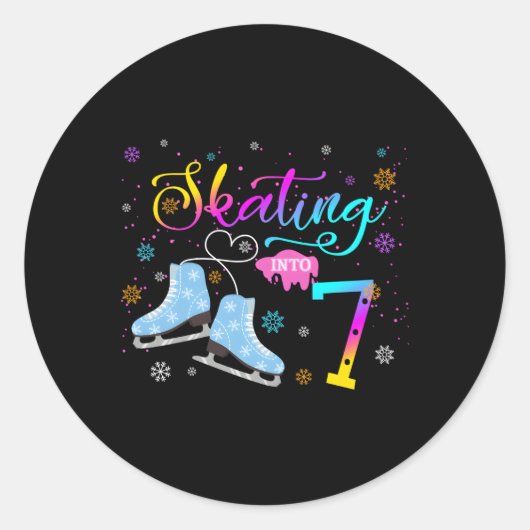 Schaatsen Rolling In 7 Familie Ronde Sticker (Voorkant)