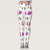 Schaatsen roze en wit leggings (Voorkant)