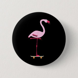 Schaatsen Roze Flamingo Cool Grappig Grafisch Ronde Button 5,7 Cm