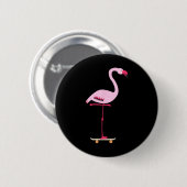 Schaatsen Roze Flamingo Cool Grappig Grafisch Ronde Button 5,7 Cm (Voorkant /achterkant)