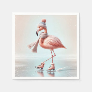 Schaatsen Roze Flamingo Servet