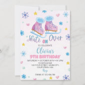 Schaatsen Roze Meisje Verjaardag Uitnodiging (Voorkant)