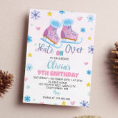 Schaatsen Roze Meisje Verjaardag Uitnodiging