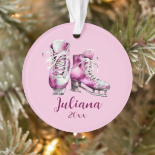 Schaatsen Roze Ornament, Meisjes Foto Kerstmis Ornament