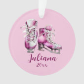 Schaatsen Roze Ornament, Meisjes Foto Kerstmis Ornament (voorkant)