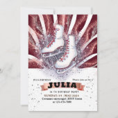 schaatsen schaatsen zilver glanzend bruin rood kaart (Voorkant)