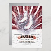 schaatsen schaatsen zilver glanzend bruin rood kaart (Voorkant / Achterkant)